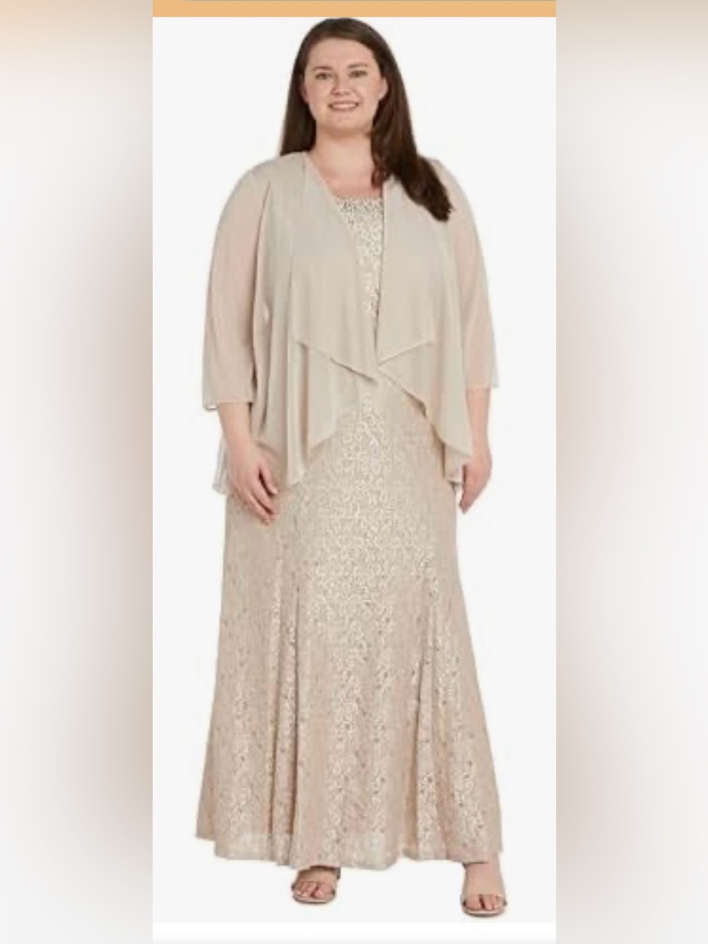 NWT R&M Richards Mother of the Bride Gown & Jacket Champagne Size 20w